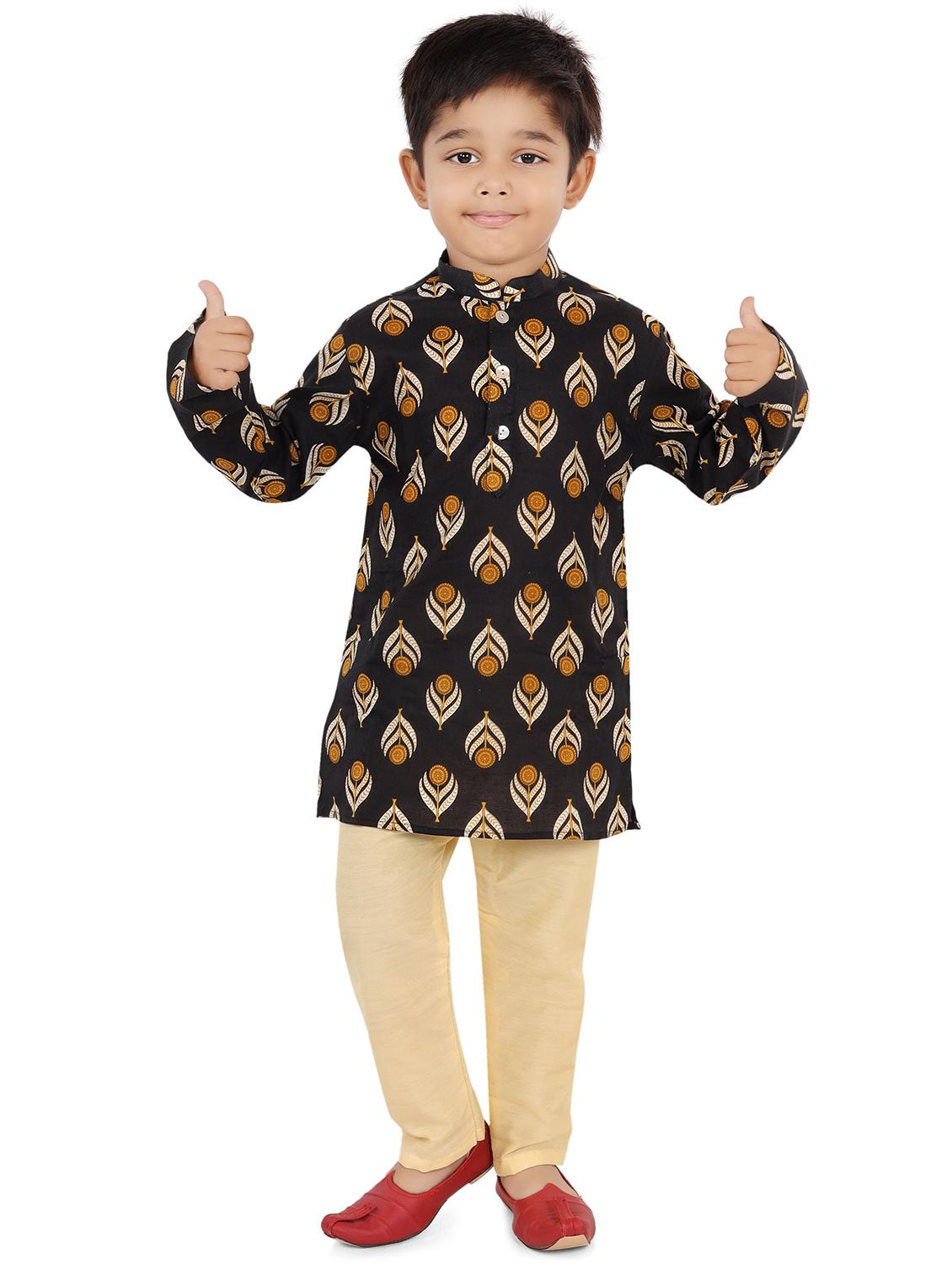 boys mandarin collar long sleeve kurta - 20424104 -  Zoom Image - 0