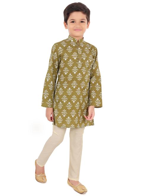 boys mandarin collar long sleeve kurta - 20424105 -  Standard Image - 0