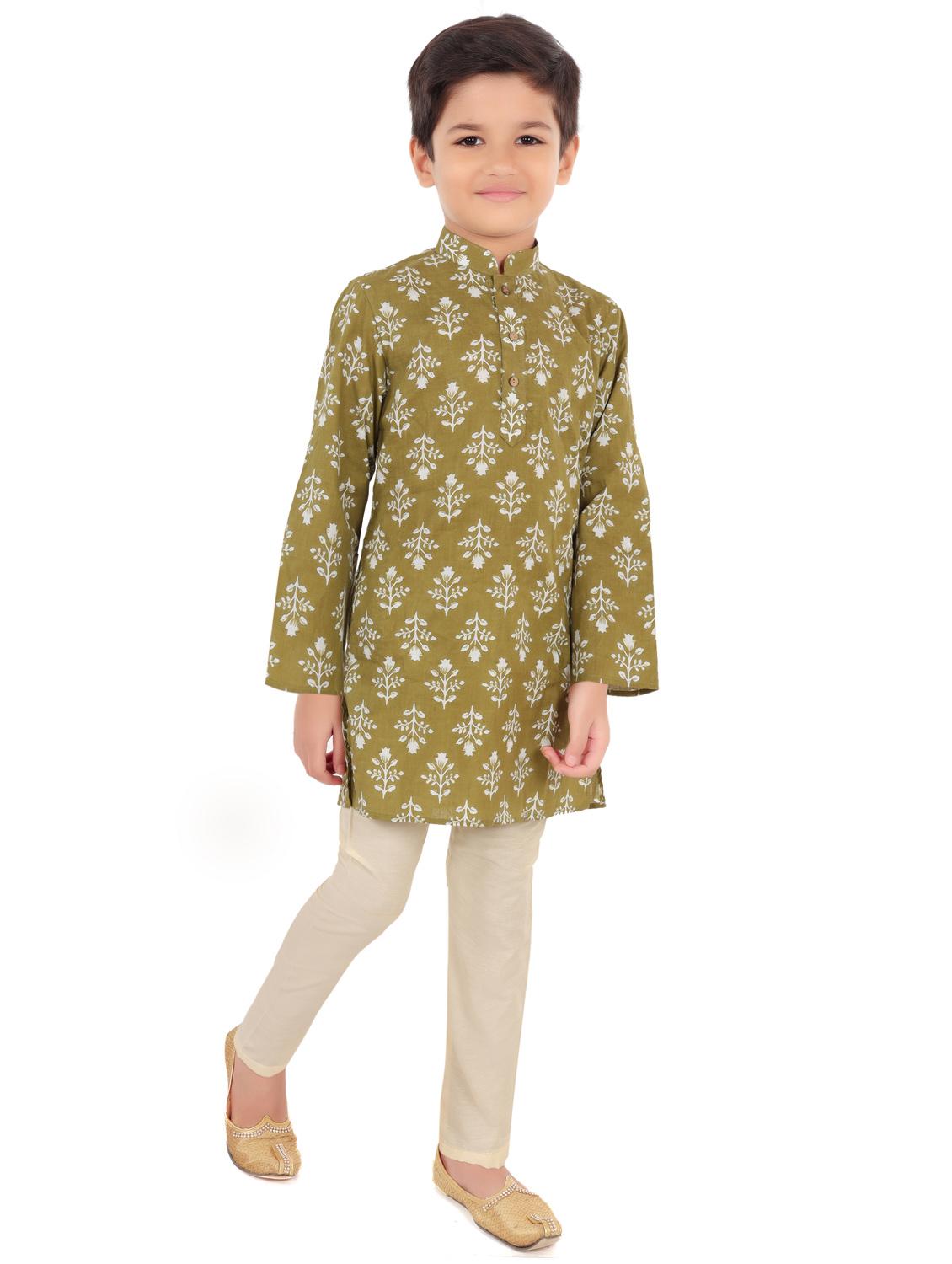 boys mandarin collar long sleeve kurta - 20424105 -  Zoom Image - 0