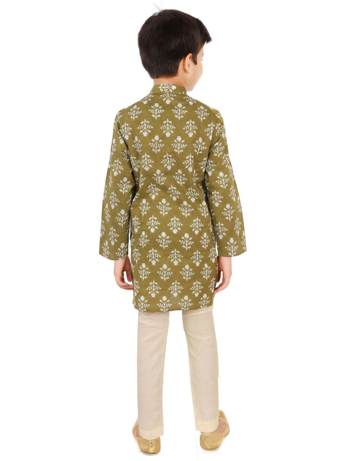 boys mandarin collar long sleeve kurta - 20424105 - Standard Image - 3