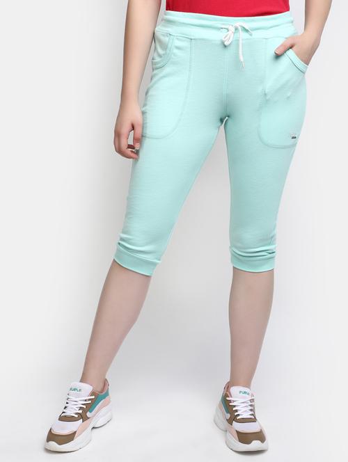 sea green cotton solid capri - 20424231 - Standard Image - 0