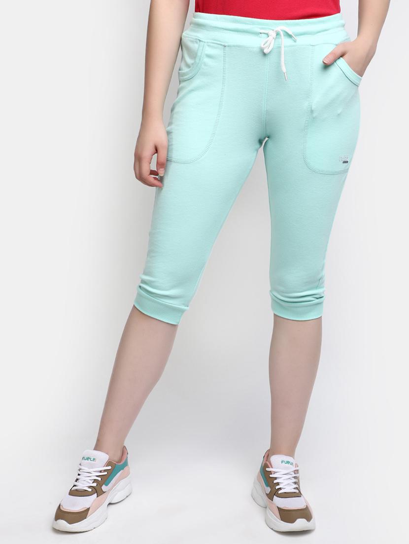 sea green cotton solid capri - 20424231 - Zoom Image - 0