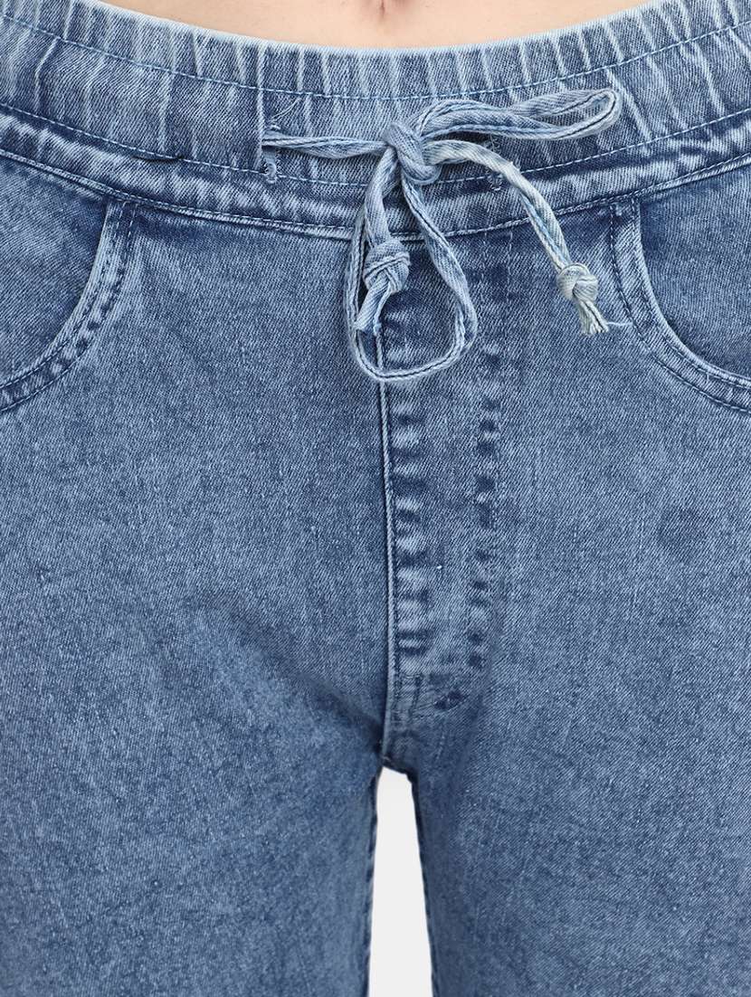 blue distressed denim capri - 20424237 -  Standard Image - 5