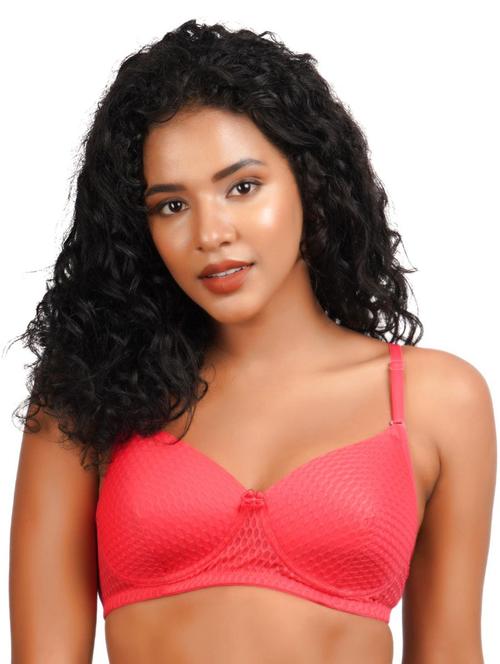 coral lace detailed full coverage regular bra - 20424369 -  Standard Image - 0