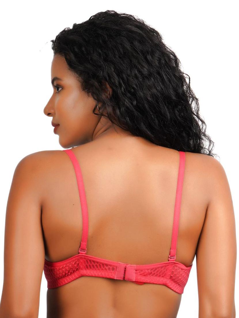 coral lace detailed full coverage regular bra - 20424369 - Standard Image - 3