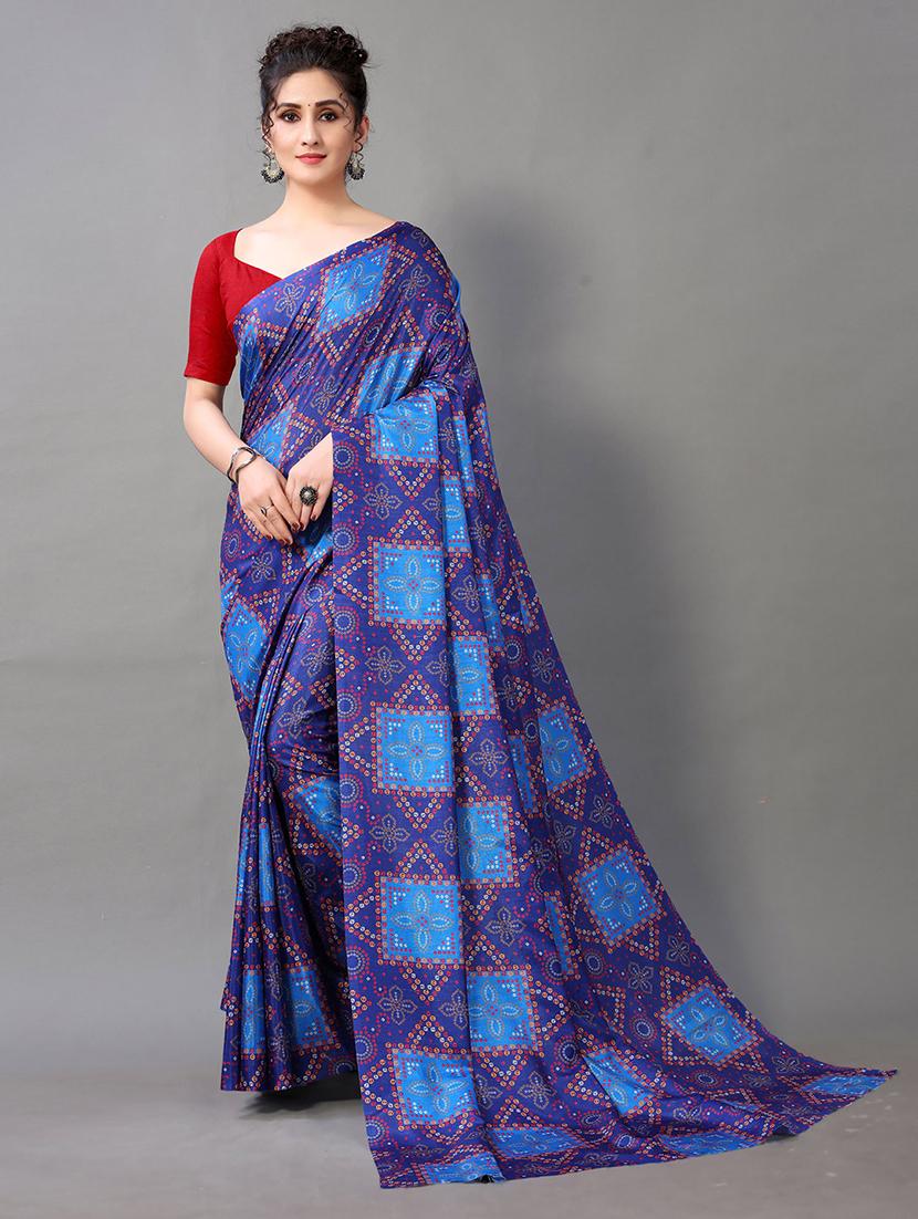 women's bandhani royal blue colored saree - 20424581 - Zoom Image - 0