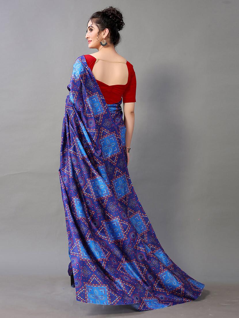 women's bandhani royal blue colored saree - 20424581 - Standard Image - 3