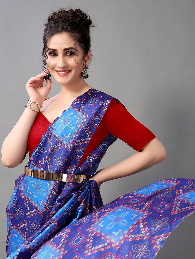 women's bandhani royal blue colored saree - 20424581 - Standard Image - 5