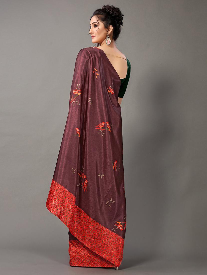women's printed brown colored saree - 20424589 - Standard Image - 3