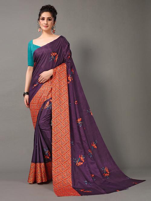women's printed purple colored saree - 20424594 -  Standard Image - 0