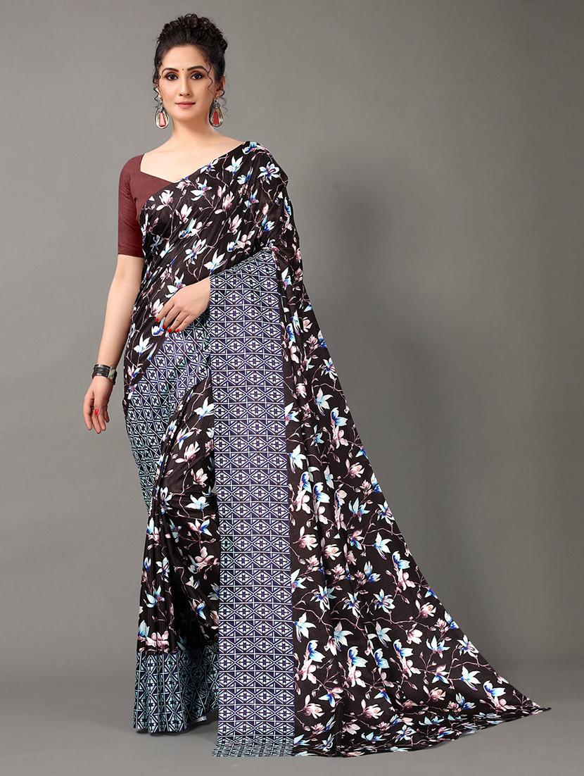 women's floral black colored saree - 20424629 - Zoom Image - 0