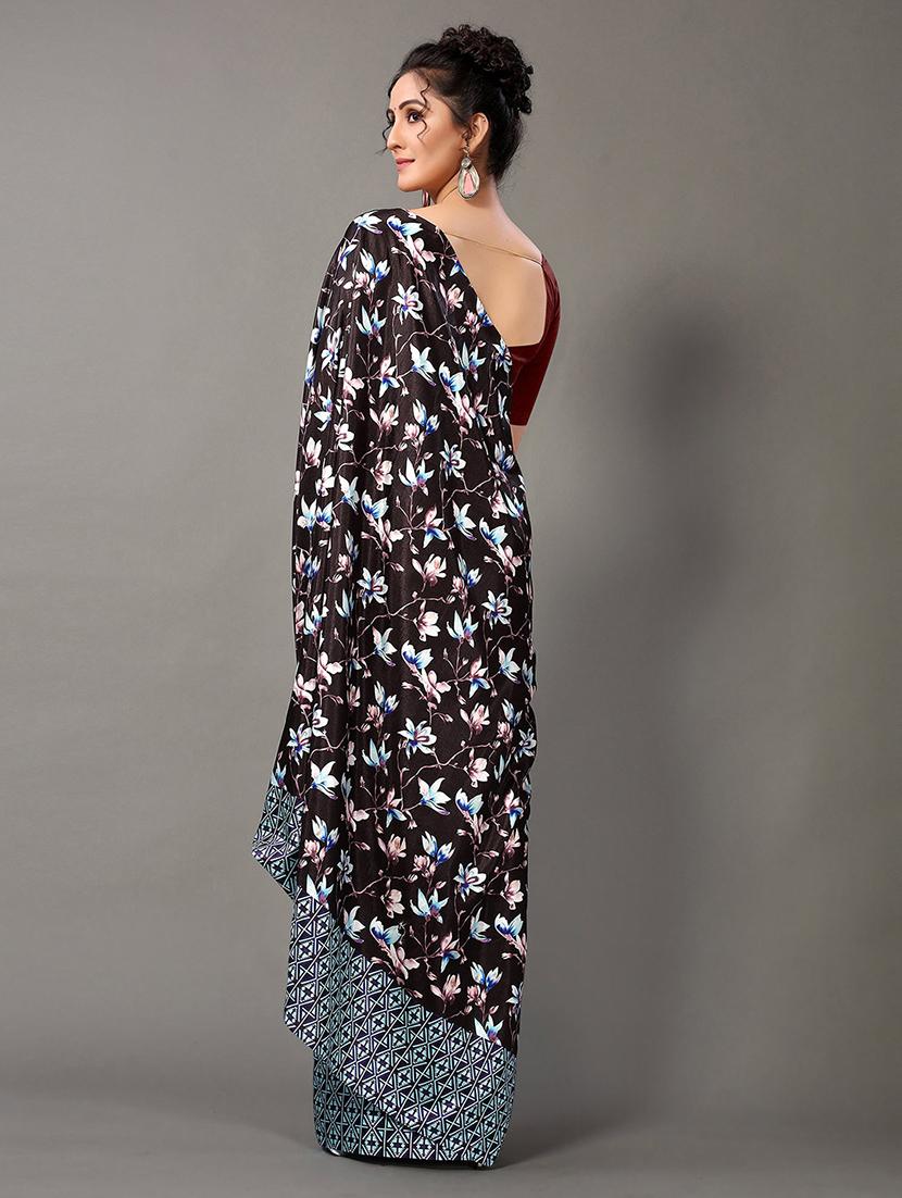 women's floral black colored saree - 20424629 - Standard Image - 3