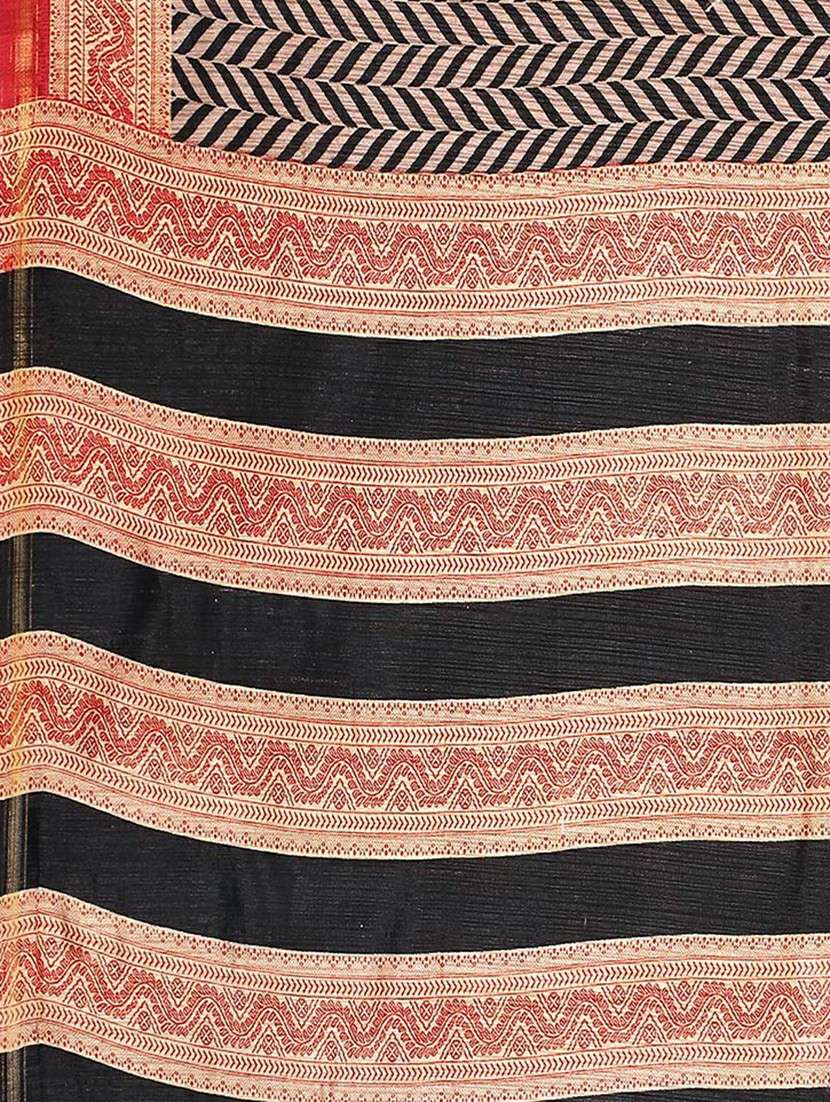 women's chevron black colored saree with blouse - 20424642 - Standard Image - 5