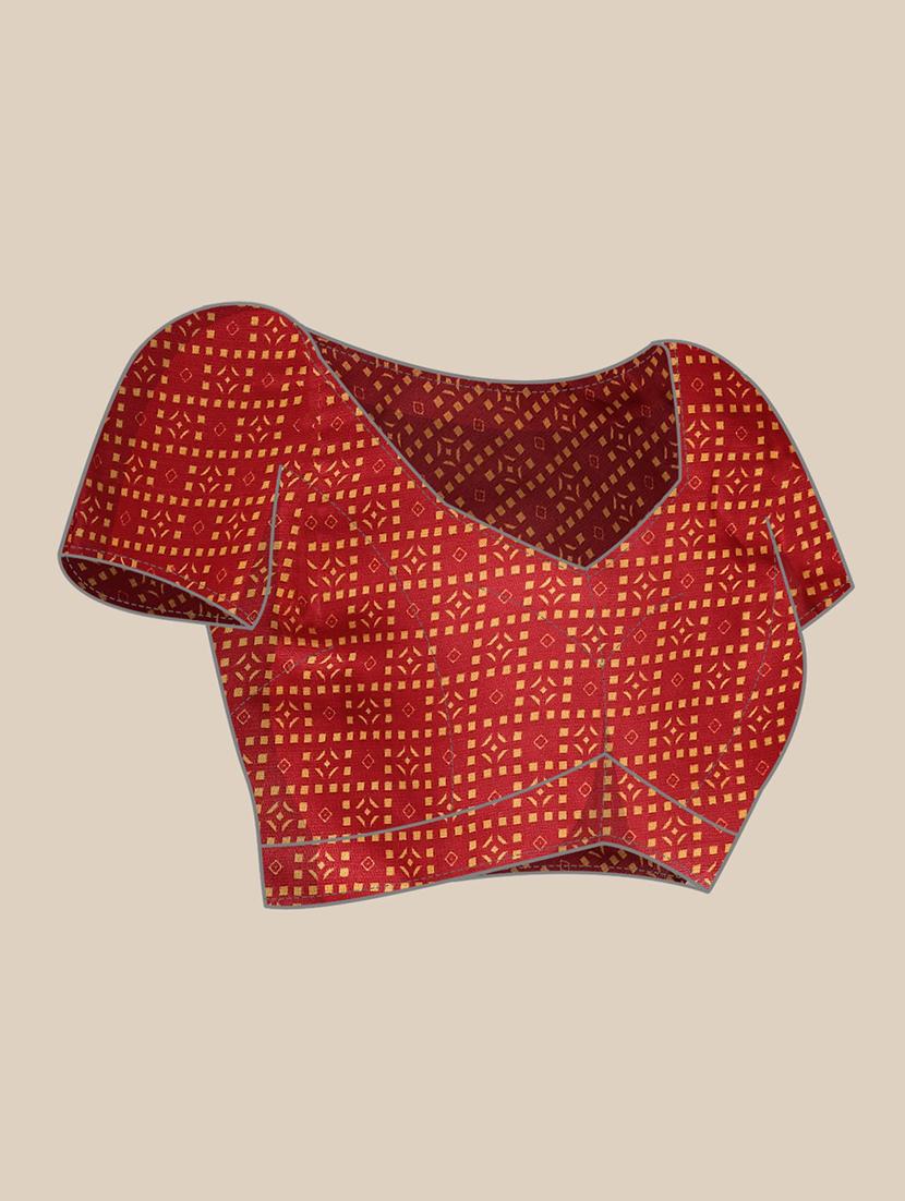 women's printed red colored saree - 20424656 - Standard Image - 3