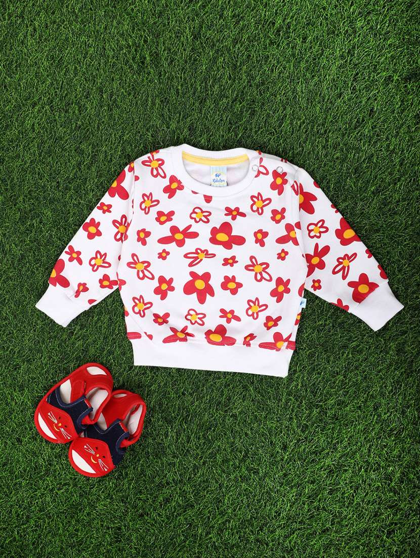 girls floral print round neck sweatshirt