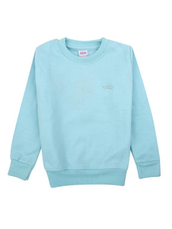 light blue solid round neck sweatshirt - 20424880 - Zoom Image - 0