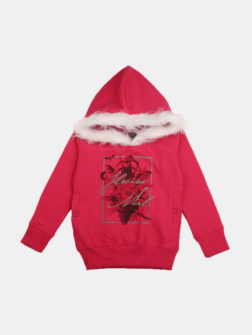 front print hood neck sweatshirt