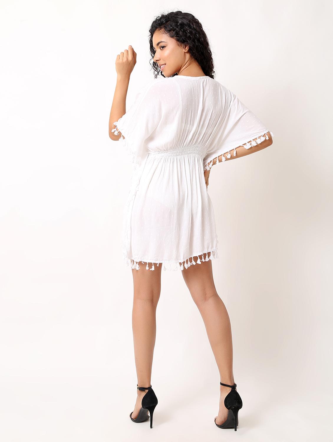 women v-neck dobby design kaftan dresses - 20424991 - Standard Image - 3