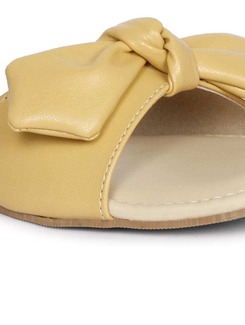 women solid lemon sherbet slip on flat sandal - 20425019 - Standard Image - 3