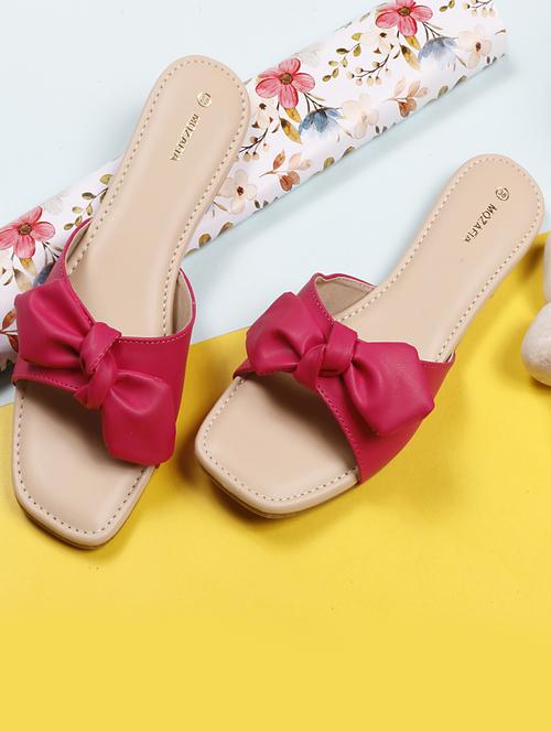 women solid pink slip on flat sandal - 20425021 -  Standard Image - 0