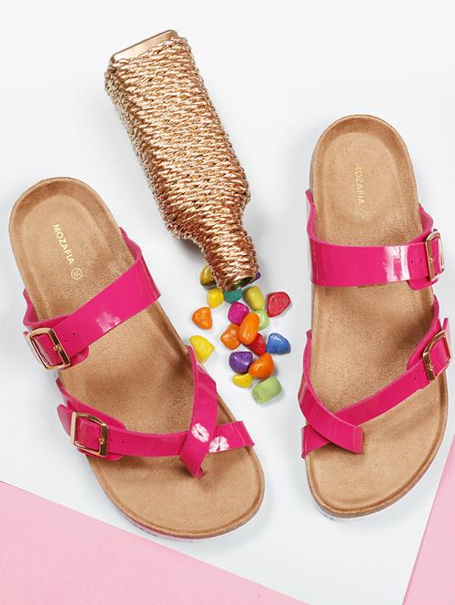 women solid pink slip on flat sandal - 20425029 -  Standard Image - 0