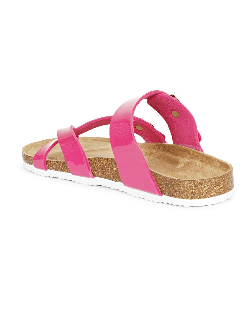 women solid pink slip on flat sandal - 20425029 - Standard Image - 3