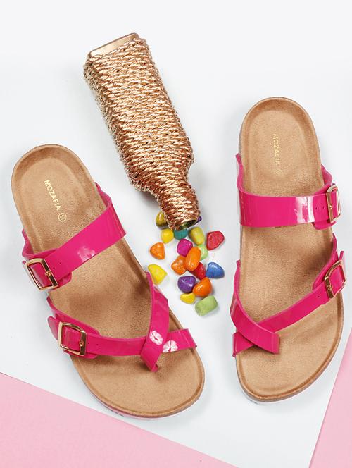 women solid pink slip on flat sandal - 20425030 -  Standard Image - 0