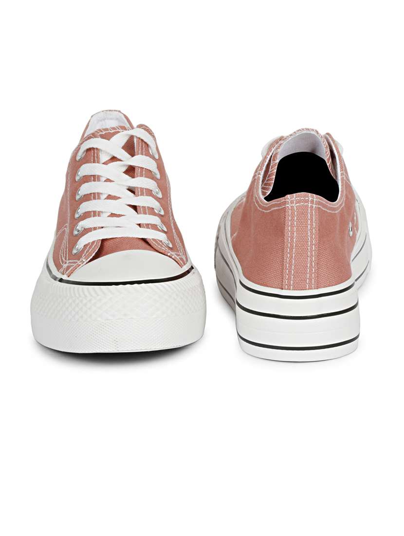 women solid peach lace up sneaker - 20425104 - Standard Image - 3