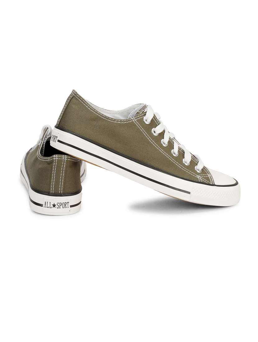 men solid olive lace up sneaker - 20425118 -  Standard Image - 3