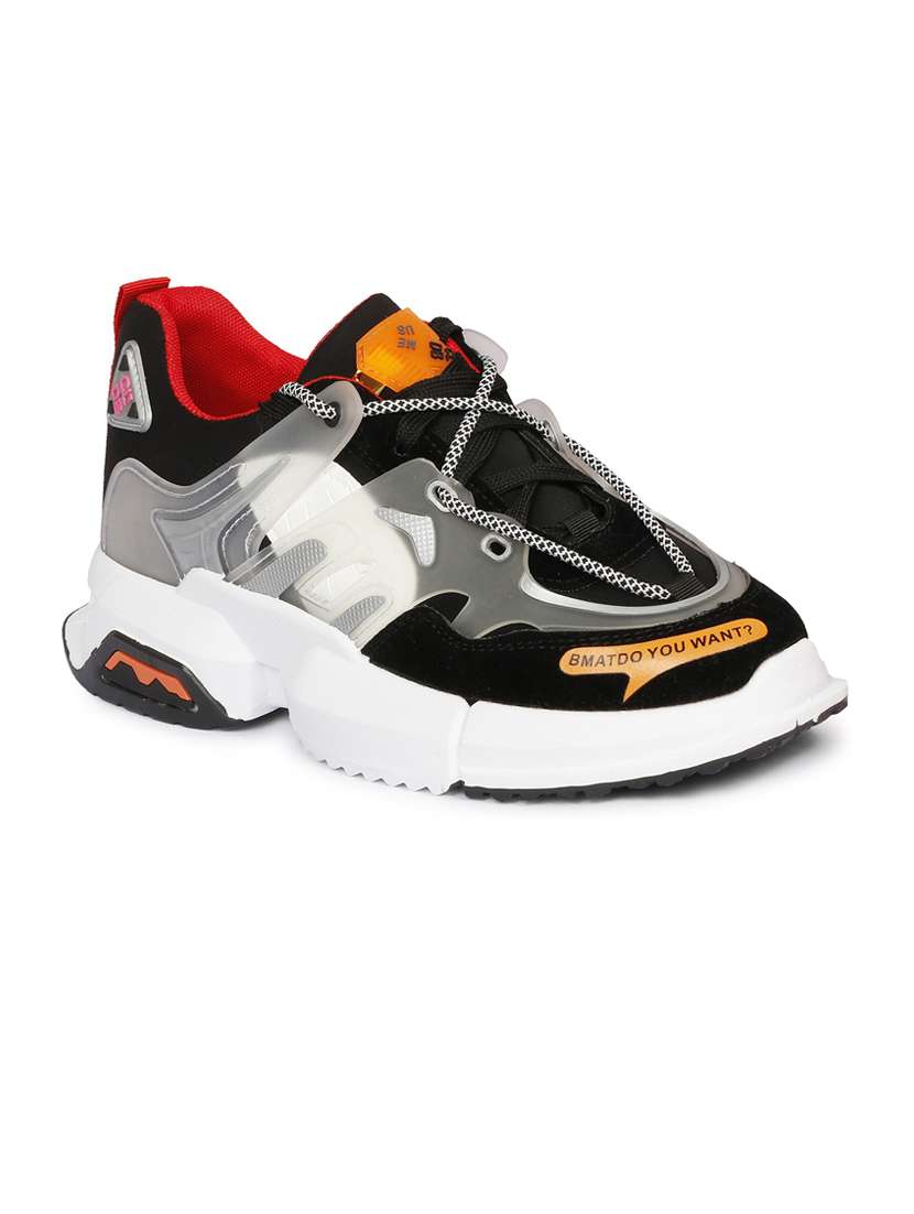 men color block black lace up sneaker