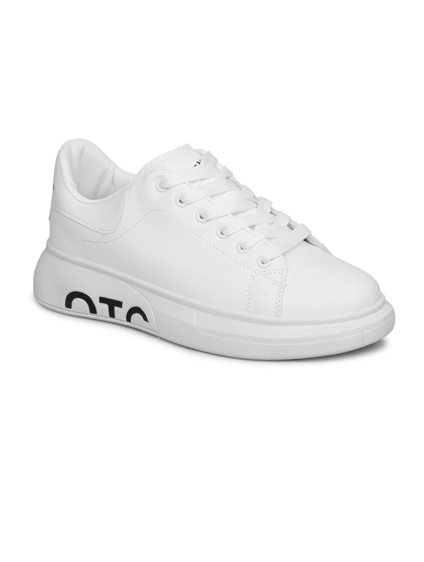 men solid white lace up sneaker - 20425180 -  Zoom Image - 0