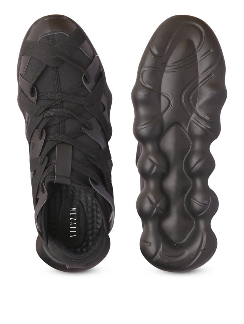 men solid black lace up sneaker - 20425194 - Standard Image - 3