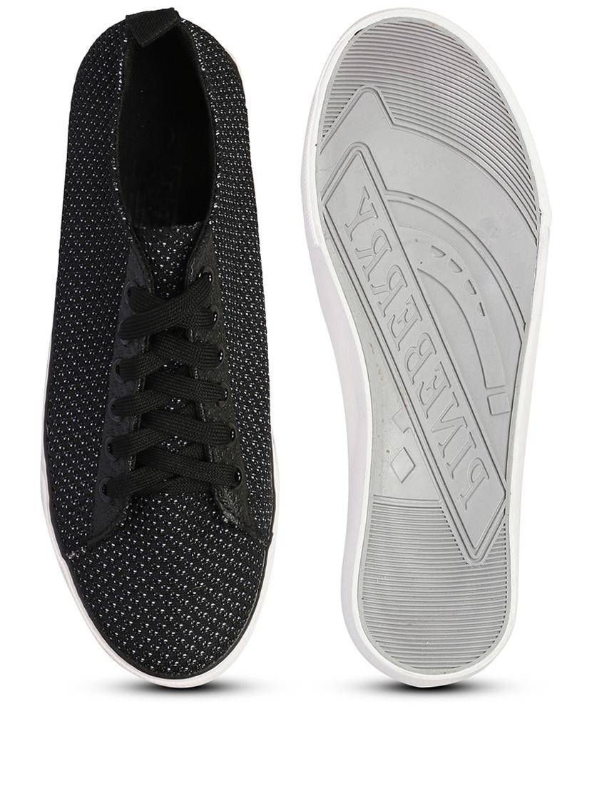 men self designed black lace up sneaker - 20425214 - Standard Image - 3