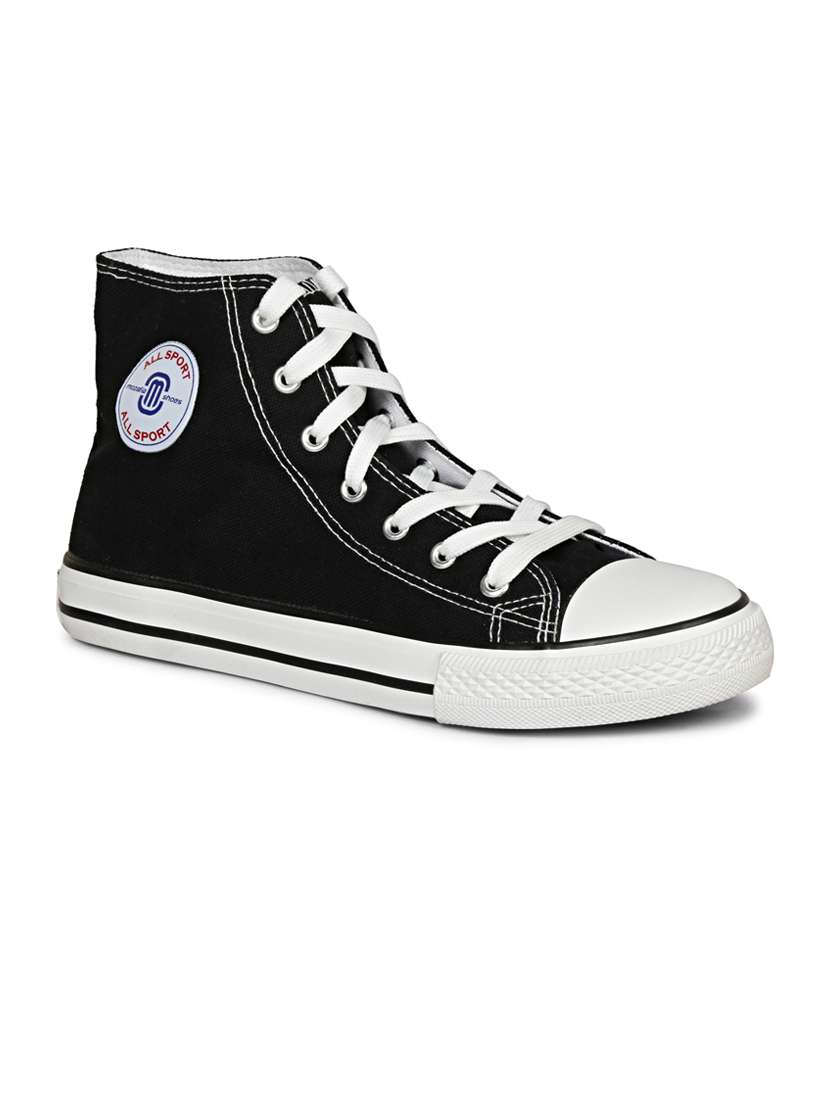 men solid black high ankle lace up sneaker - 20425222 -  Standard Image - 3