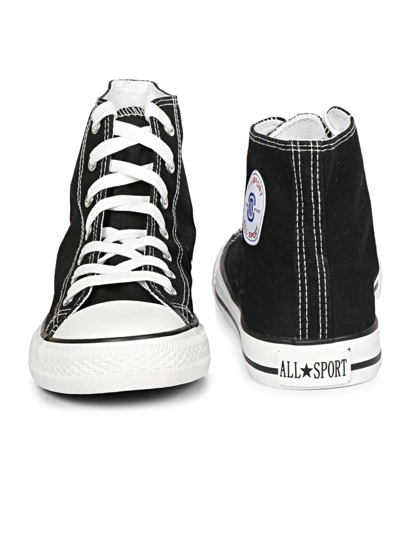 men solid black high ankle lace up sneaker - 20425222 -  Standard Image - 5