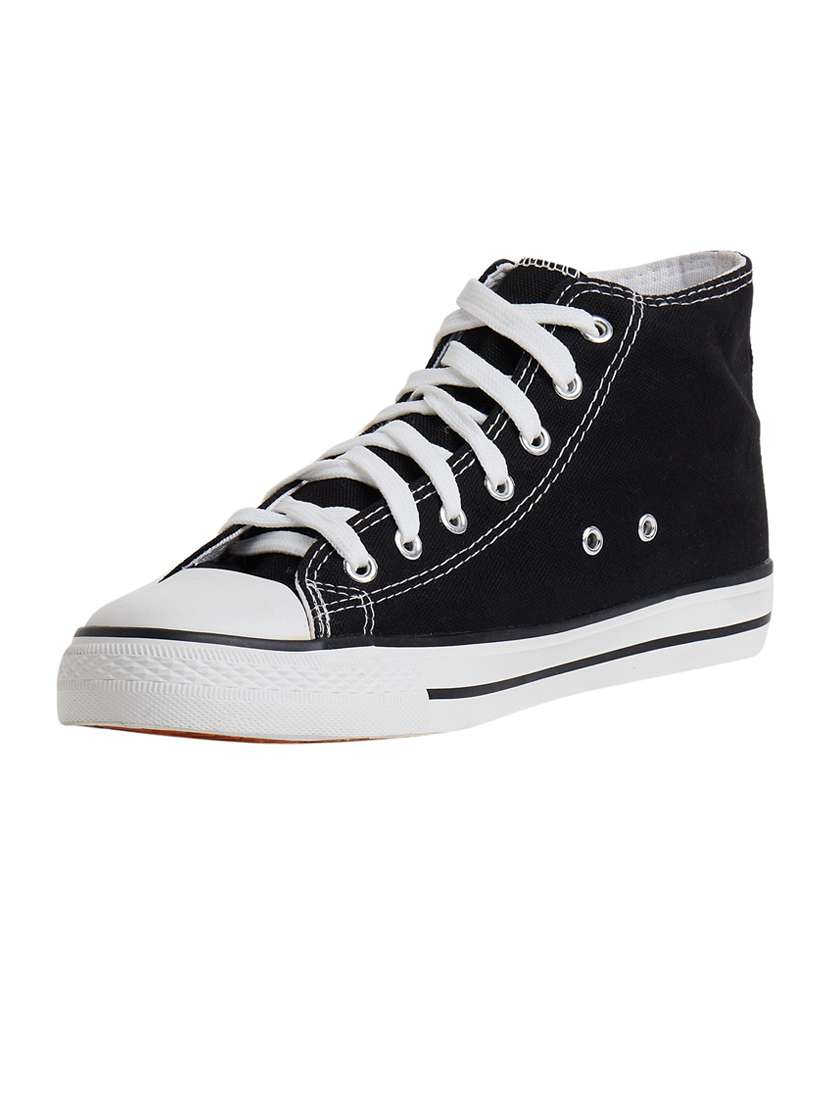 men solid black high ankle lace up sneaker - 20425224 -  Standard Image - 3