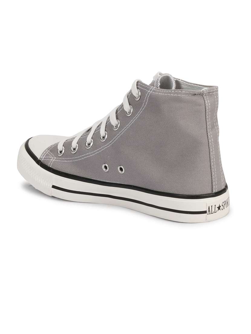 men solid grey high ankle lace up sneaker - 20425226 -  Standard Image - 3