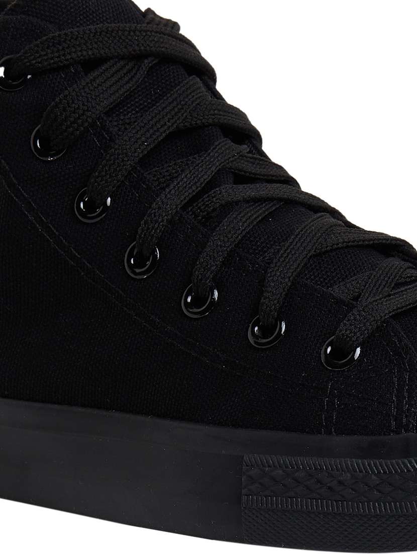 men solid black high ankle lace up sneaker - 20425229 -  Standard Image - 3