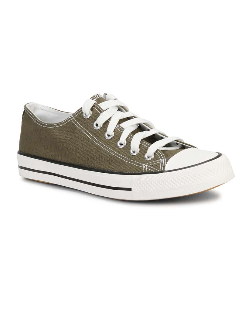 men solid olive lace up sneaker