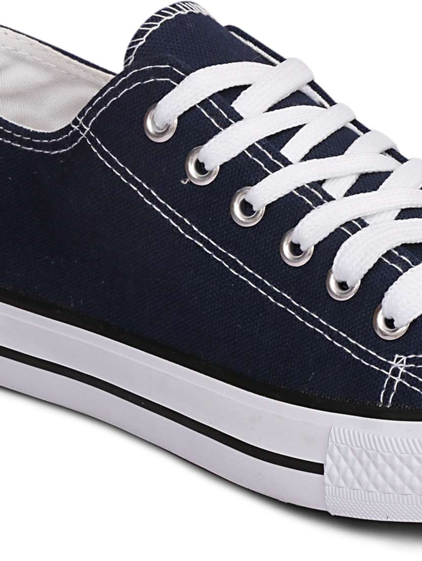 men solid navy blue lace up sneaker - 20425256 -  Standard Image - 3
