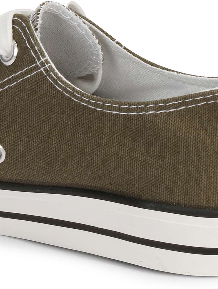 men solid olive lace up sneaker - 20425261 -  Standard Image - 3