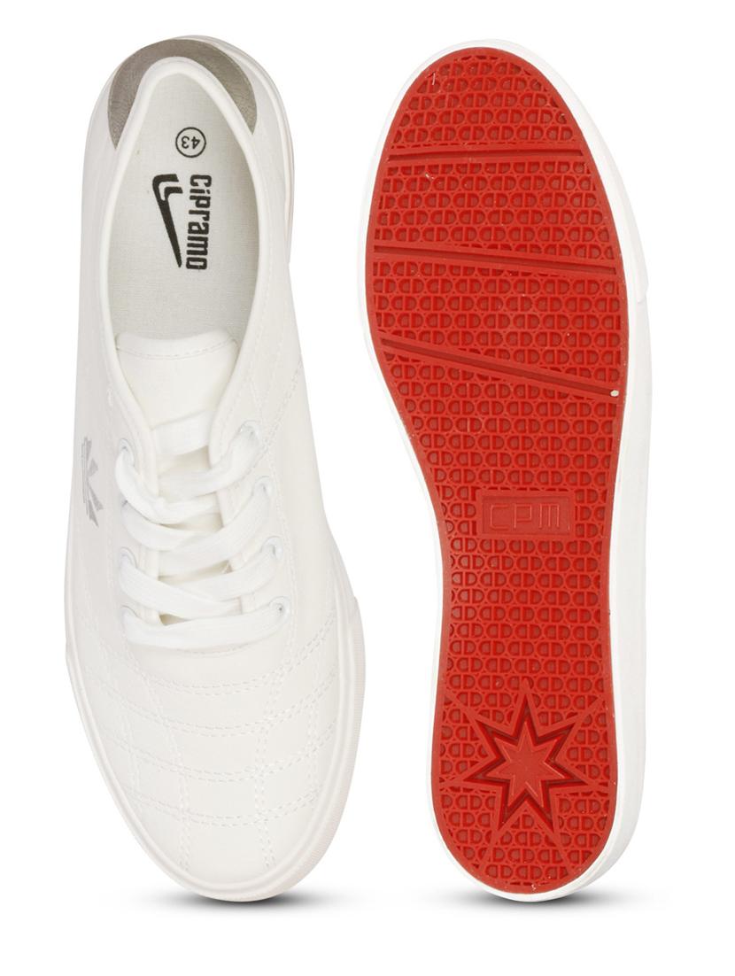 men solid white lace up sneaker - 20425292 - Standard Image - 3