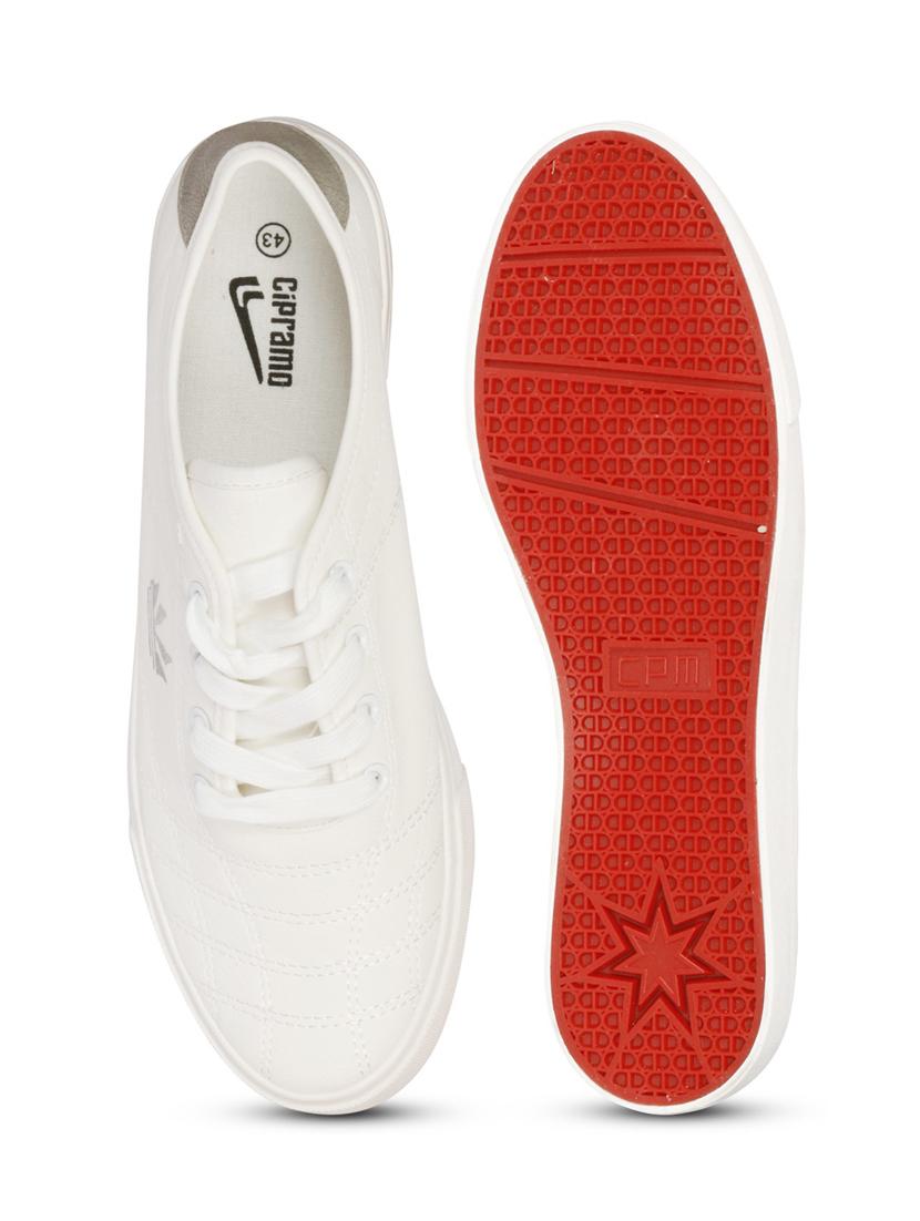 men solid white lace up sneaker - 20425297 - Standard Image - 3