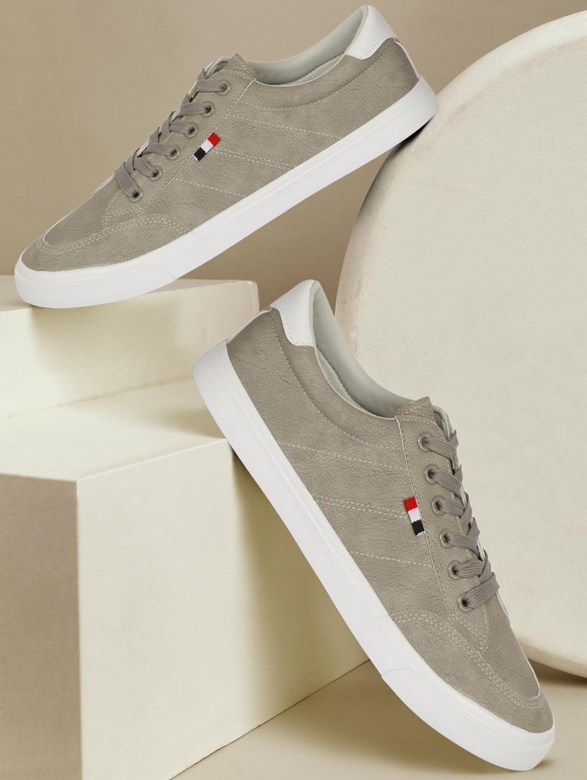 men solid beige lace up sneaker - 20425303 -  Zoom Image - 0