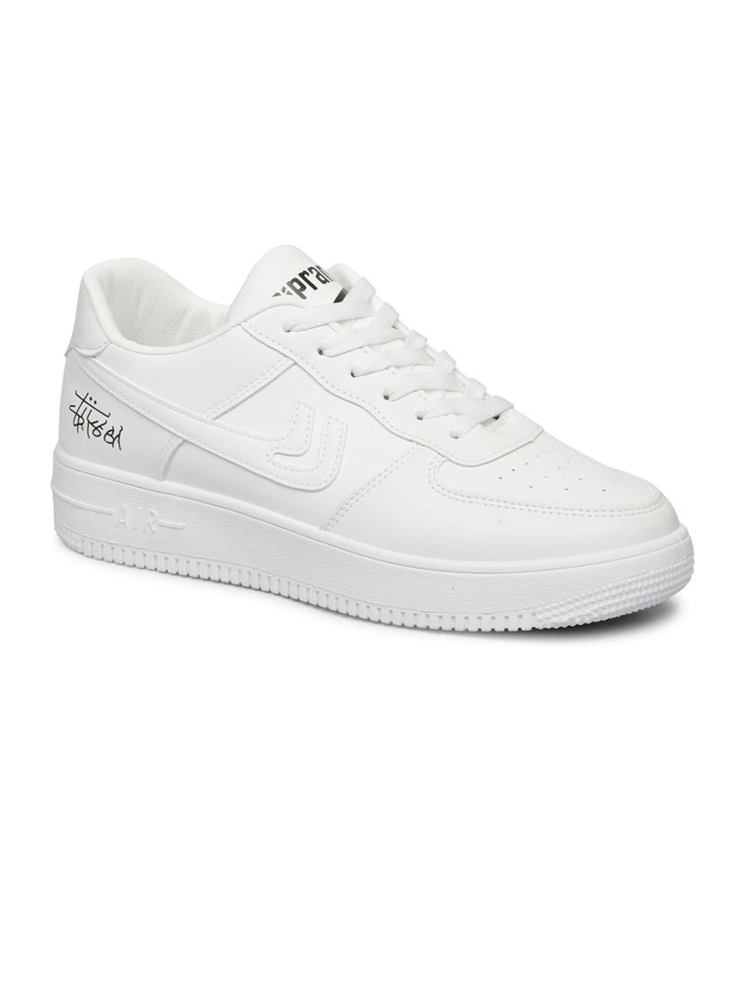 men solid white lace up sneaker - 20425339 -  Zoom Image - 0