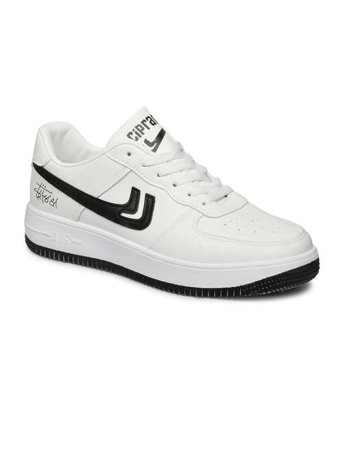 men solid white lace up sneaker - 20425340 - Standard Image - 0
