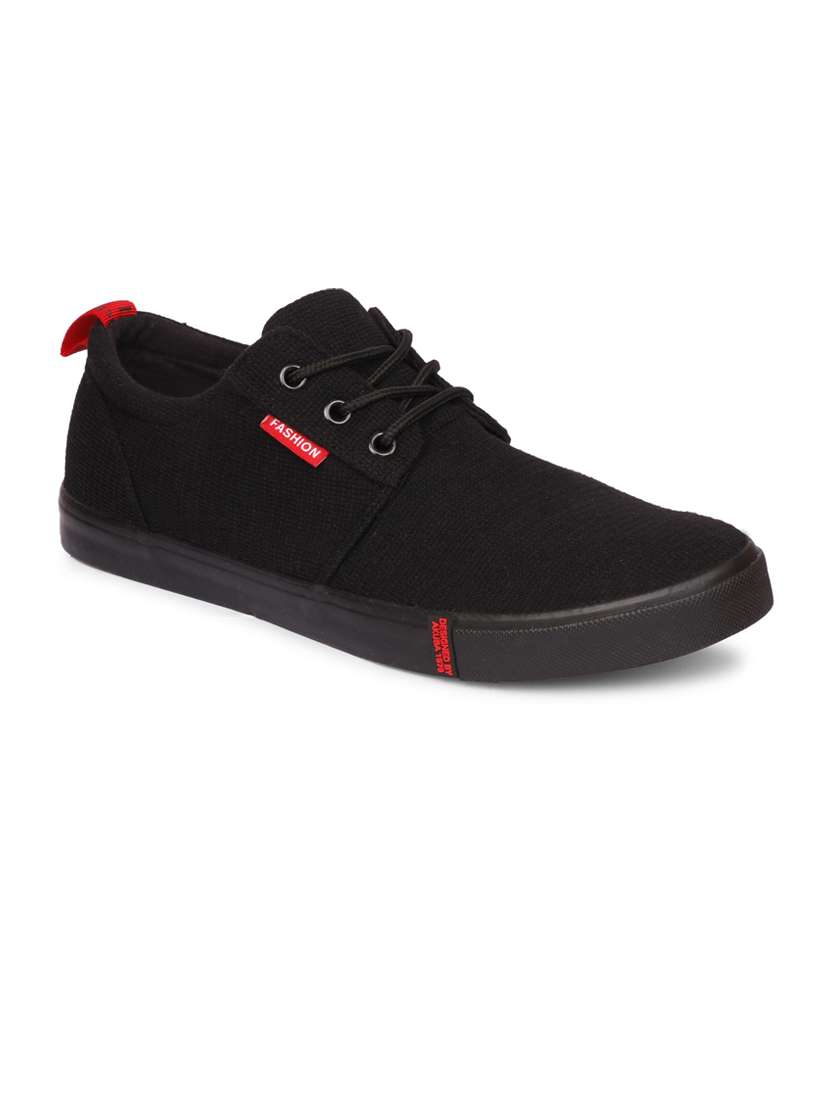 men solid black lace up sneaker - 20425376 - Zoom Image - 0