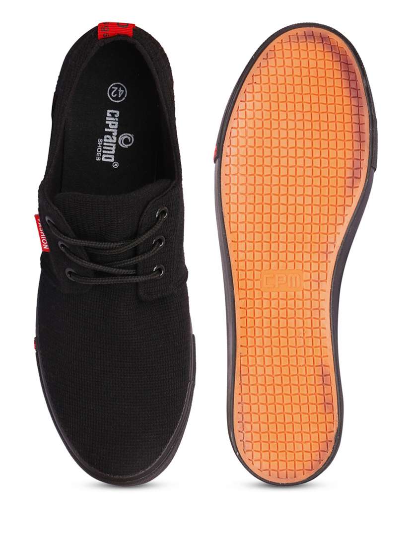 men solid black lace up sneaker - 20425376 - Standard Image - 3