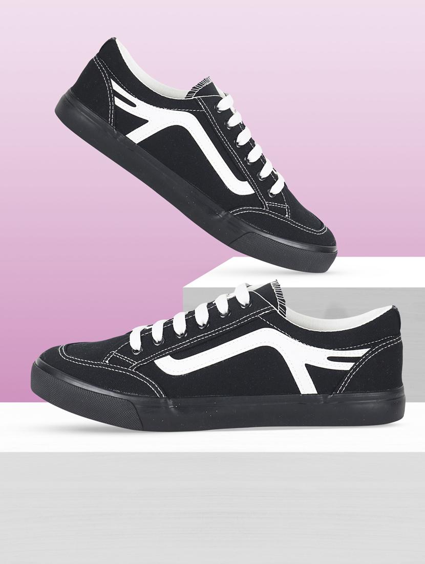 men solid black lace up sneaker - 20425398 - Zoom Image - 0
