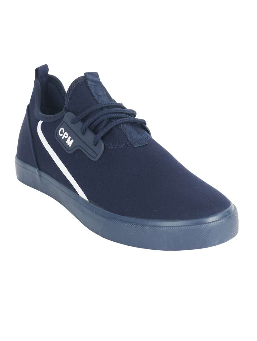 men solid navy blue lace up sneaker - 20425421 -  Zoom Image - 0
